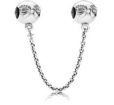 Bow Safety Chain Charm Hallmarked S925 Sterling Silver