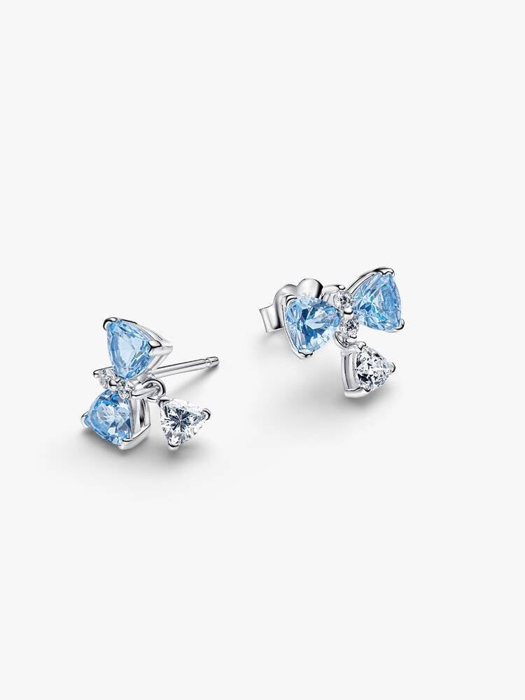 Bridgerton Blue Bow Sterling Silver Stud  Earrings