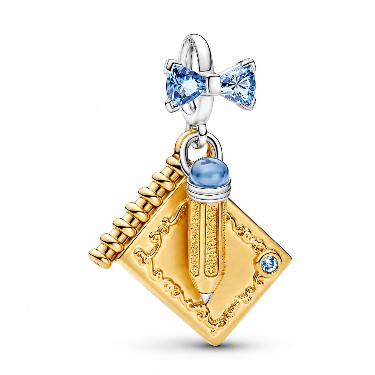 Bridgerton Dance Card & Pencil Dangle Charm Hallmarked S925 Sterling Silver