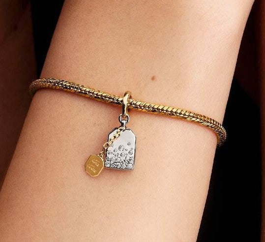 Bridgerton Tea Bag Dangle Charm Hallmarked S925 Sterling Silver
