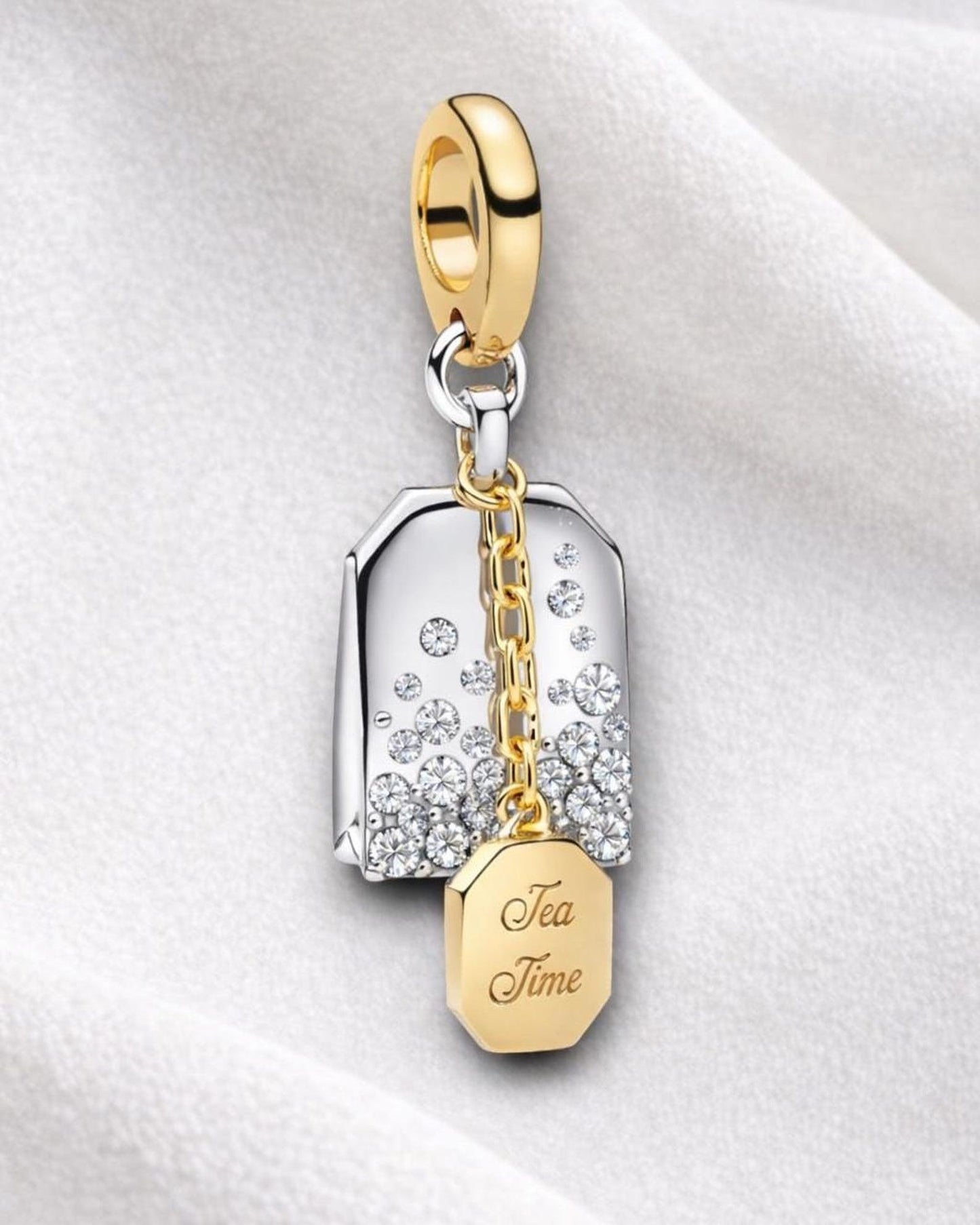 Bridgerton Tea Bag Dangle Charm Hallmarked S925 Sterling Silver