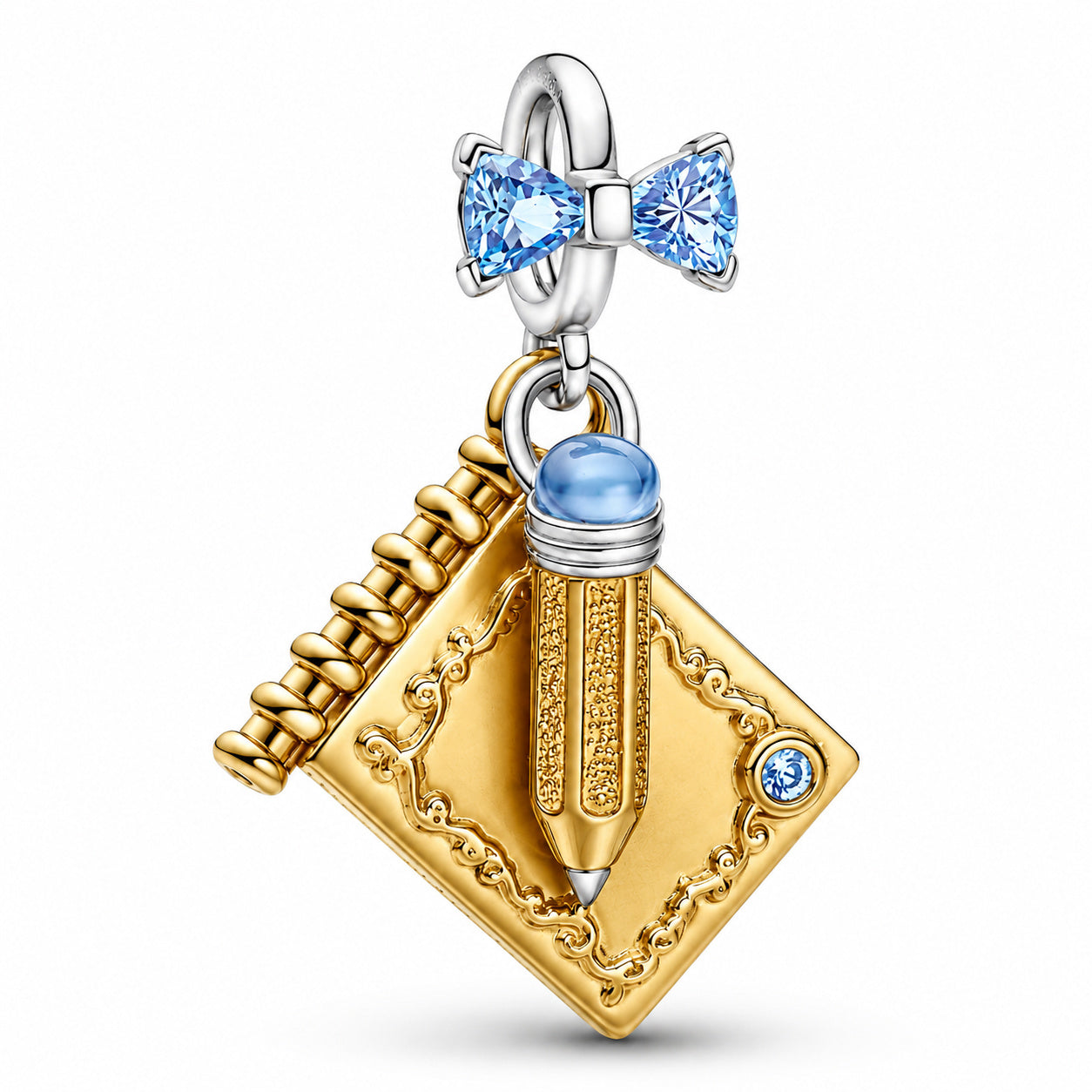 Bridgerton Dance Card & Pencil Dangle Charm S925 Sterling Silver