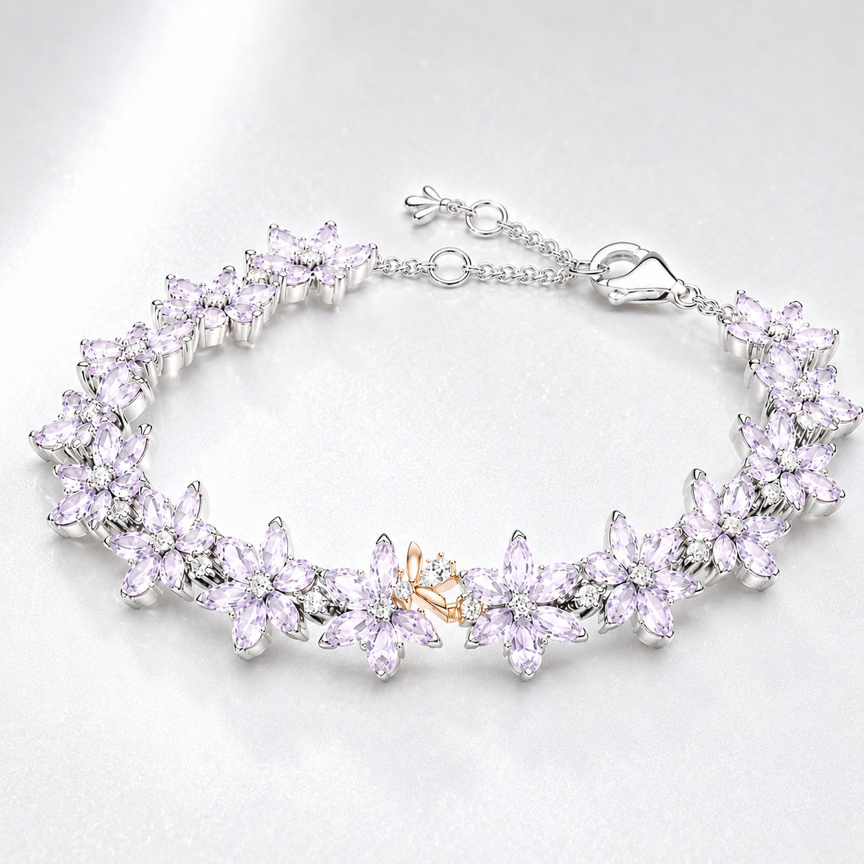 Bridgerton Herbarium & Bee Tennis Bracelet Hallmarked S925 Sterling Silver