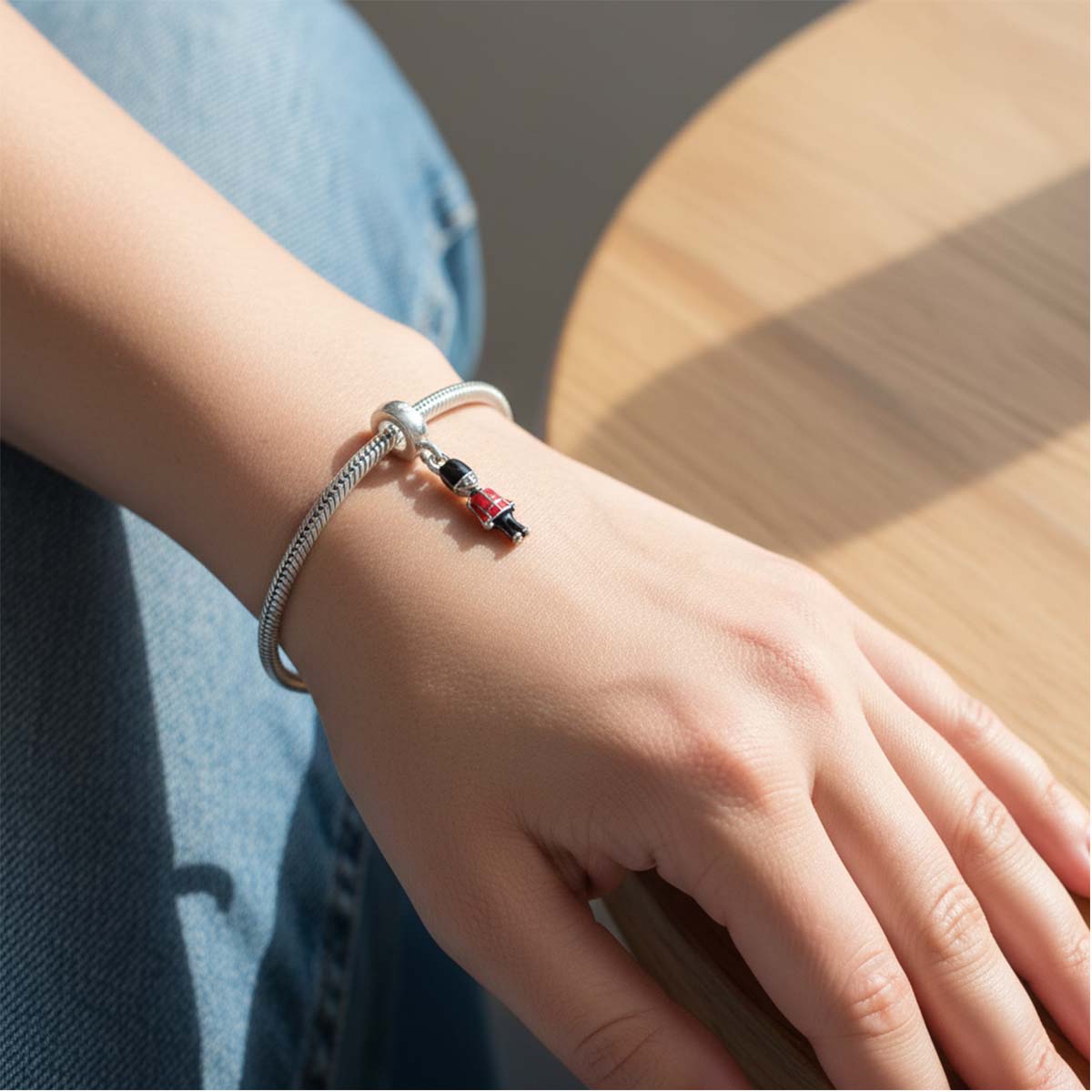 British Royal Guard Dangle Charm Hallmarked S925 Sterling Silver