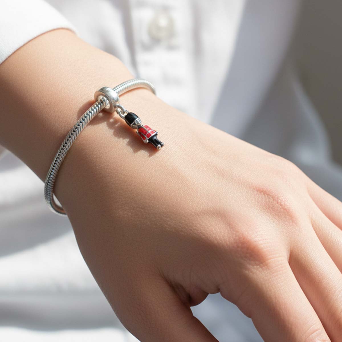 British Royal Guard Dangle Charm Hallmarked S925 Sterling Silver