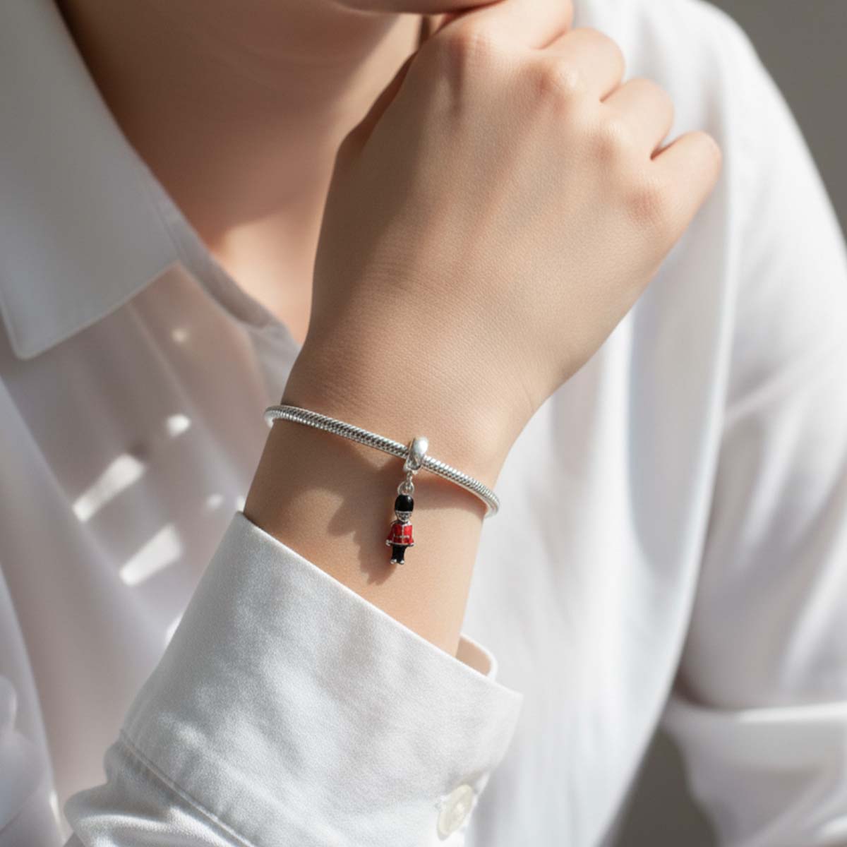 British Royal Guard Dangle Charm Hallmarked S925 Sterling Silver