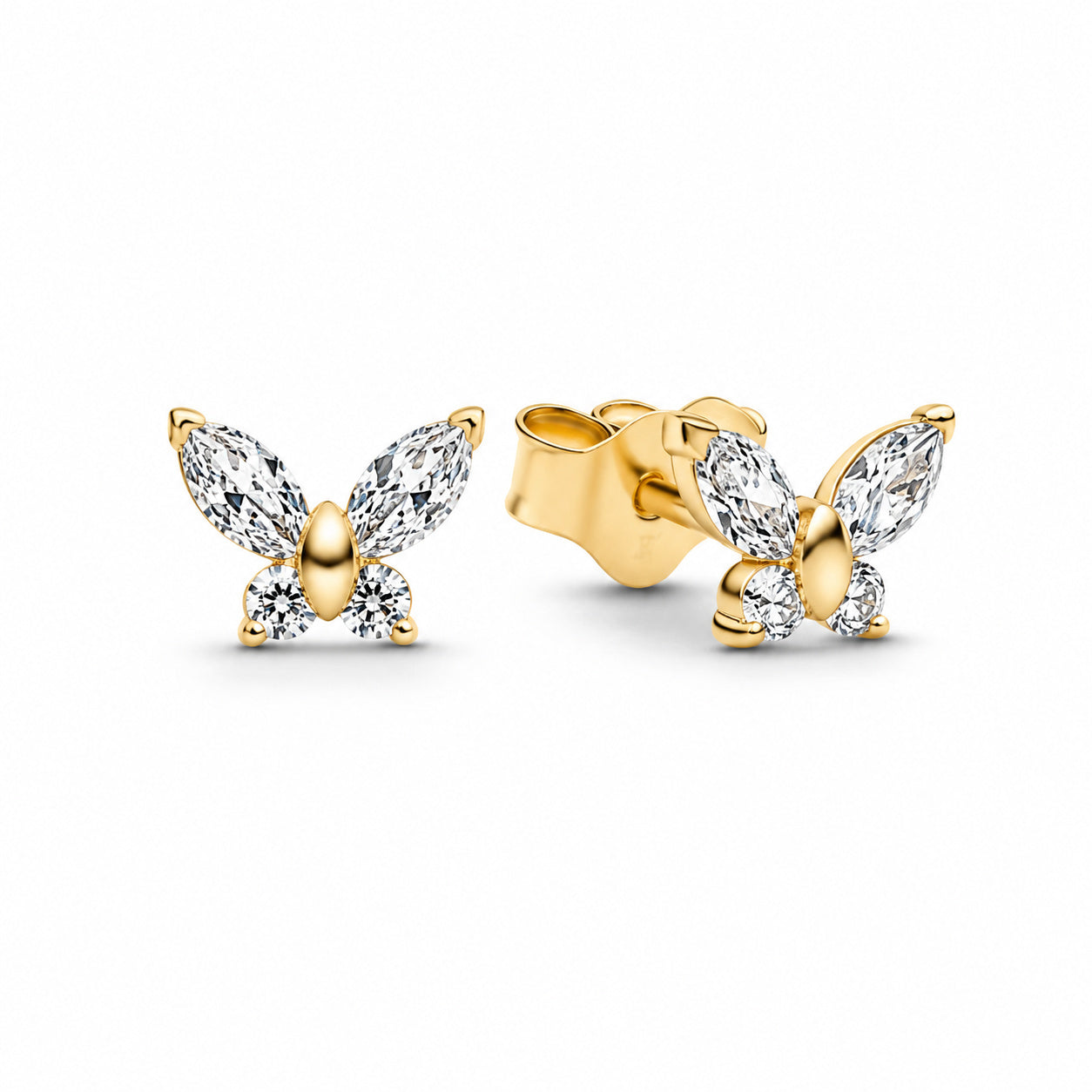 Gold Plated Butterfly Stud Earrings