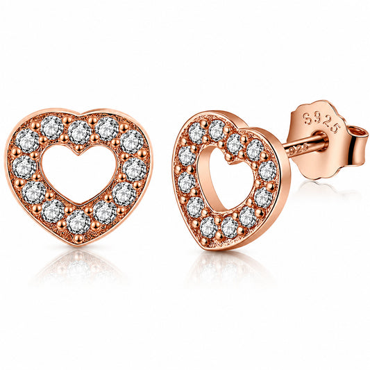 Captured Heart Sterling Silver rose gold stud Earrings
