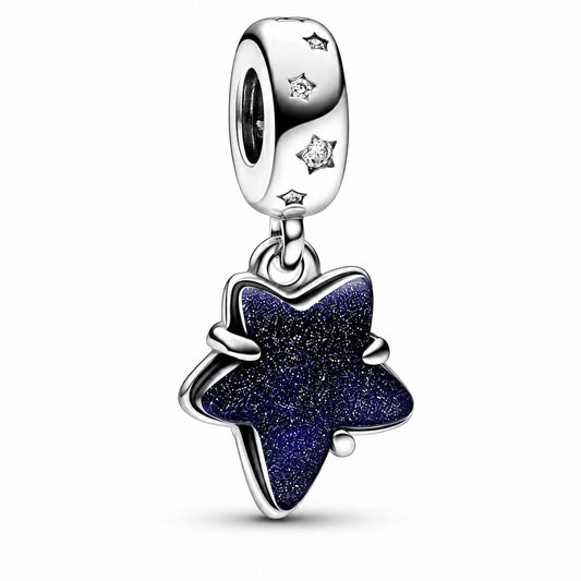 Celestial Galaxy Star Murano Dangle Charm Hallmarked S925 Sterling Silver