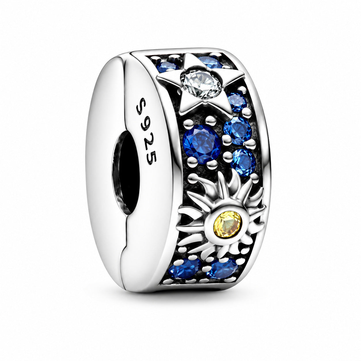 Celestial Sun, Star & Moon Clip Charm S925 Sterling Silver