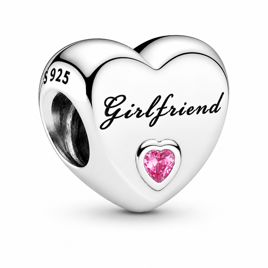 Girlfriend Heart Charm Hallmarked S925 Sterling Silver
