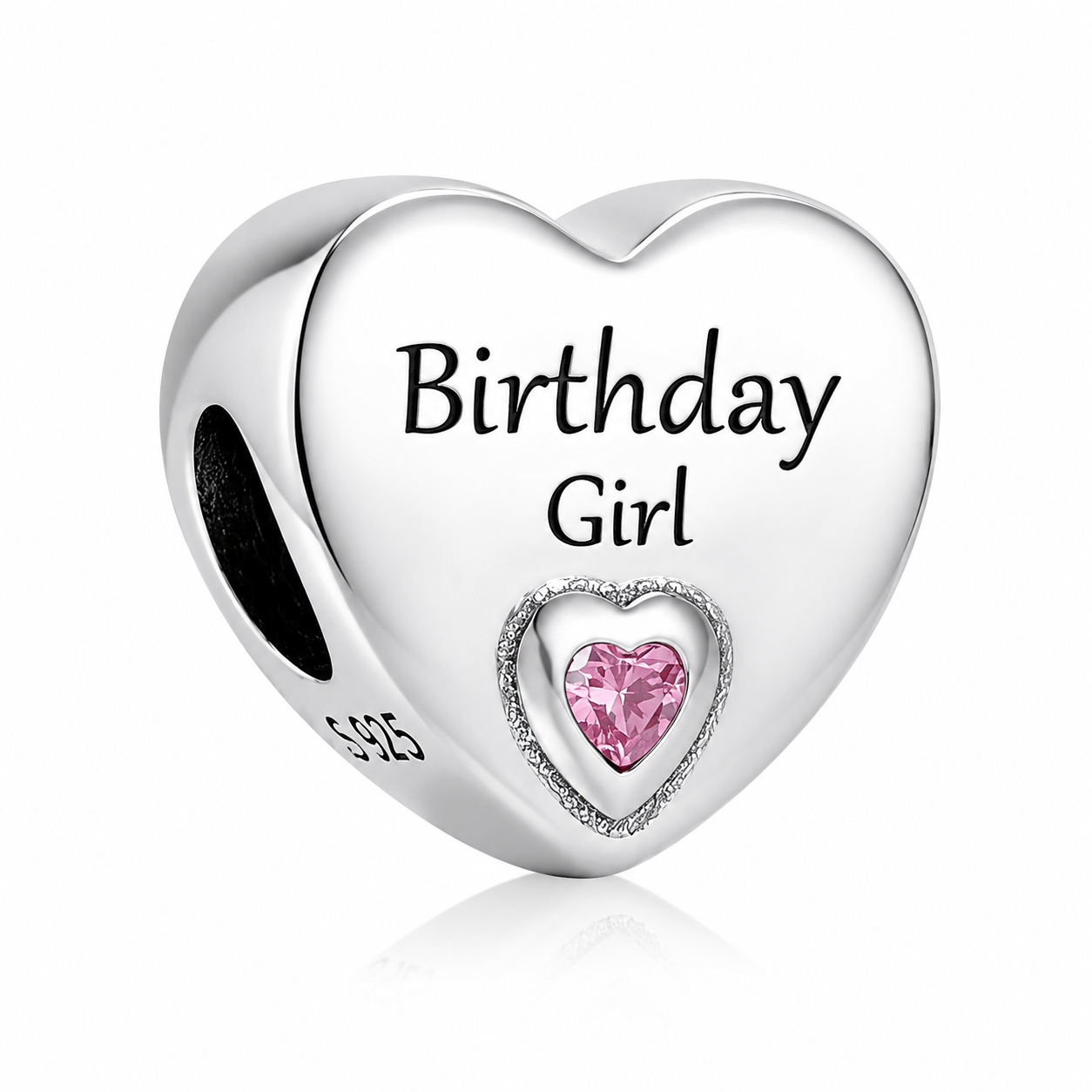 Birthday Girl Heart Charm Hallmarked S925 Sterling Silver