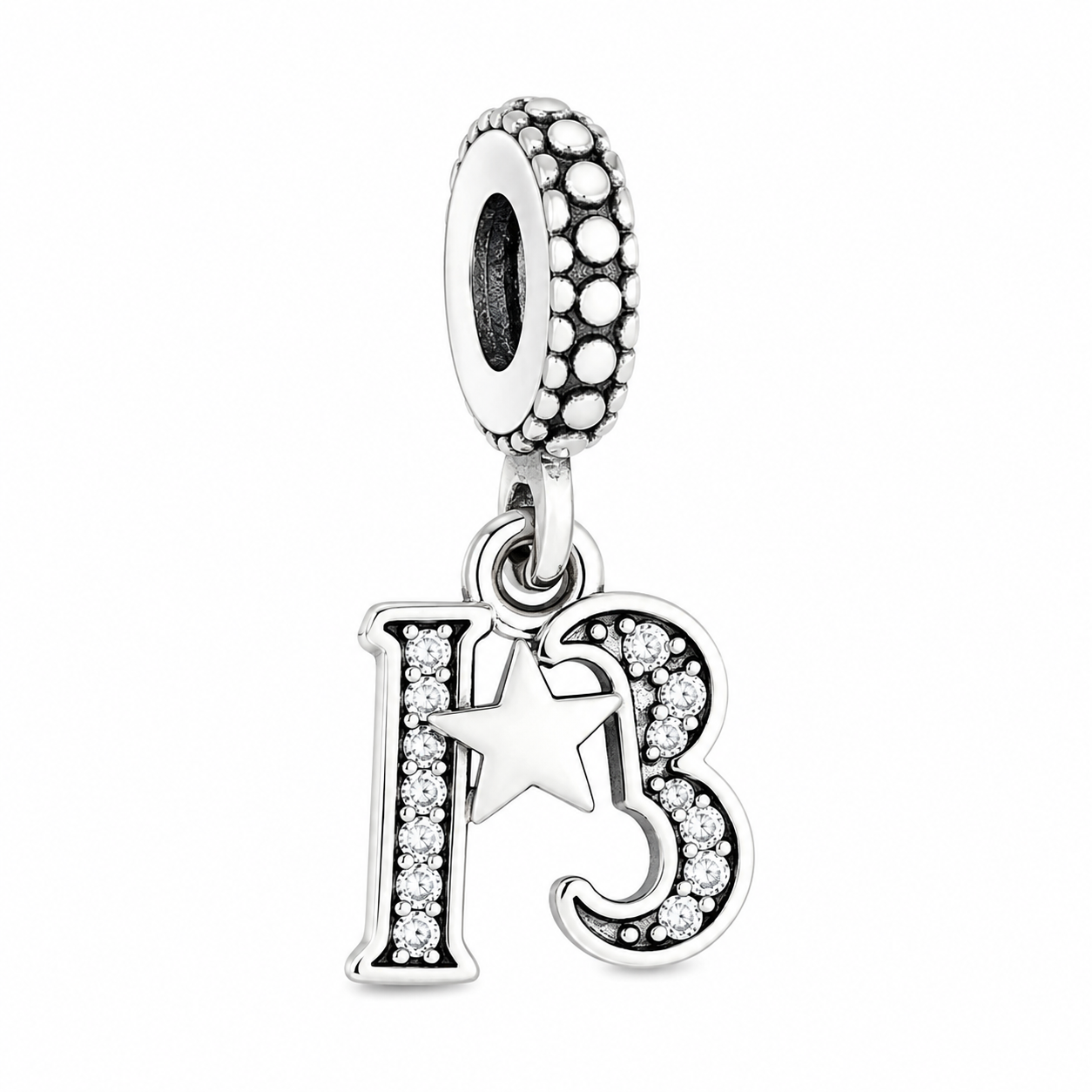 13th Birthday Dangle Charm Hallmarked S925 Sterling Silver