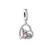 Chihuahua Dog Dangle Charm Hallmarked S925 Sterling Silver