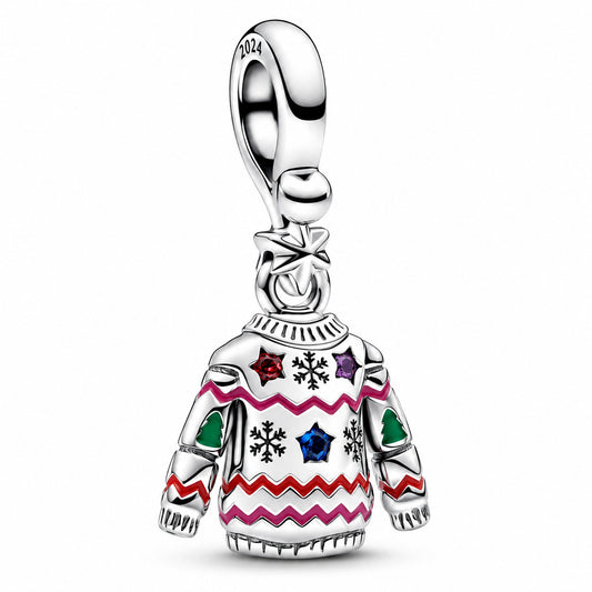 Christmas Sweater Dangle Charm Hallmarked S925 Sterling Silver
