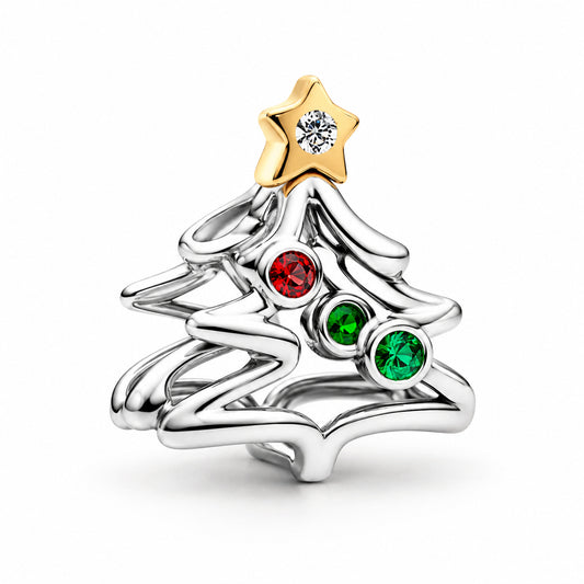 Christmas Tree Charm Hallmarked S925 Sterling Silver