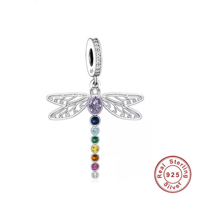 Colourful Dragonfly Charm Hallmarked S925 Sterling Silver