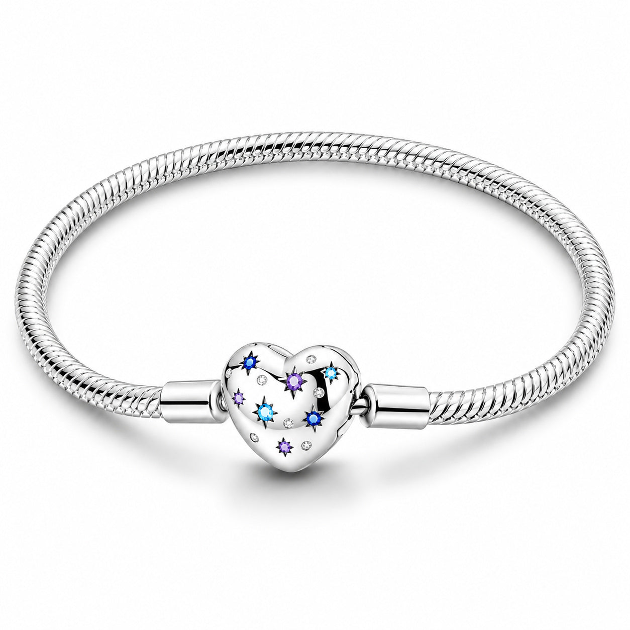 Stars Heart Clasp Charm Bracelet