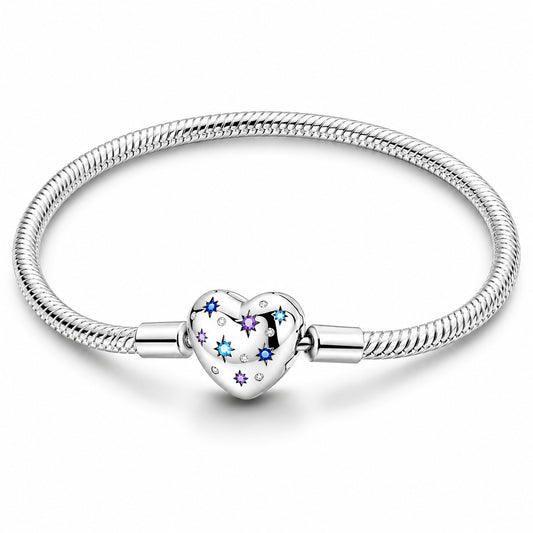 Stars Heart Clasp Charm Bracelet