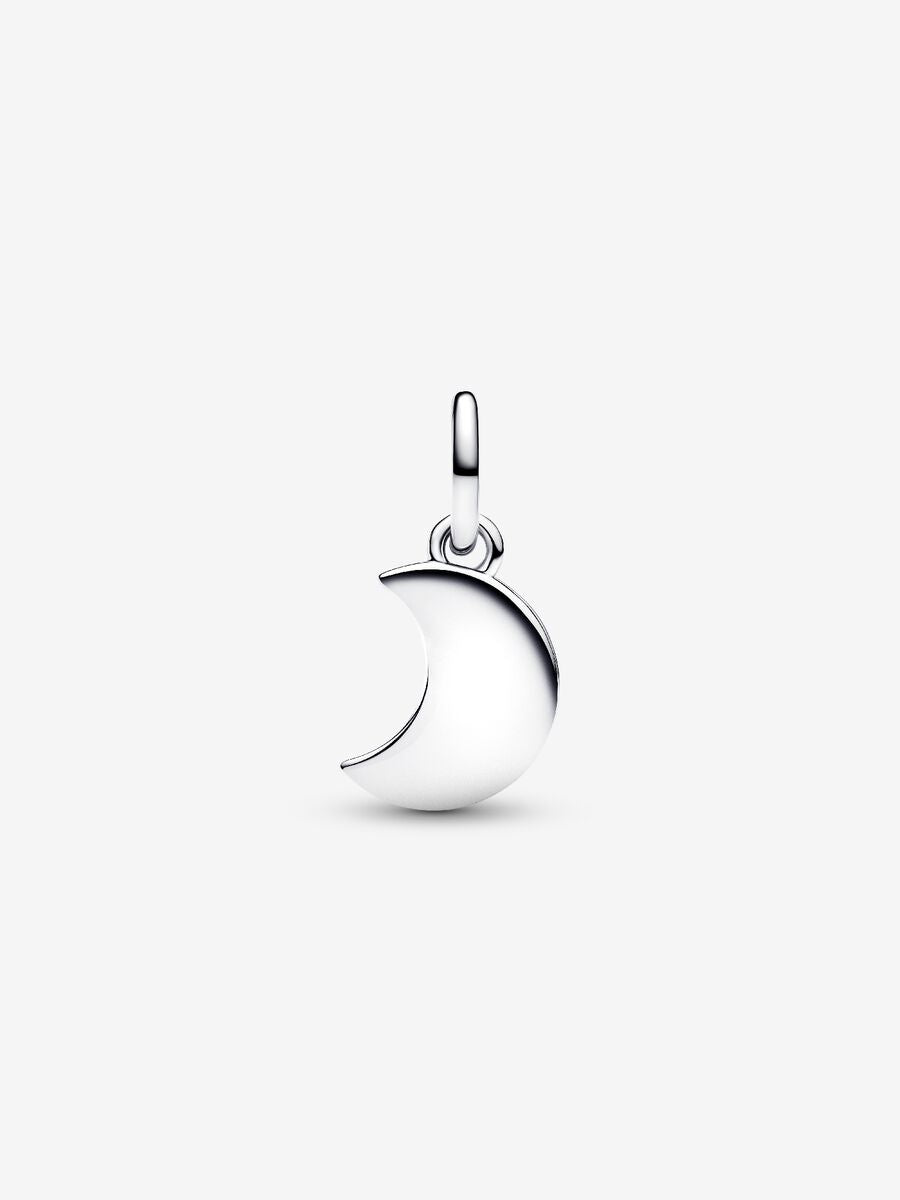 Crescent Moon Double Dangle Charm Hallmarked S925 Sterling Silver