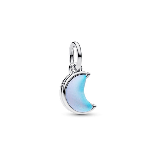 Crescent Moon Double Dangle Charm Hallmarked S925 Sterling Silver