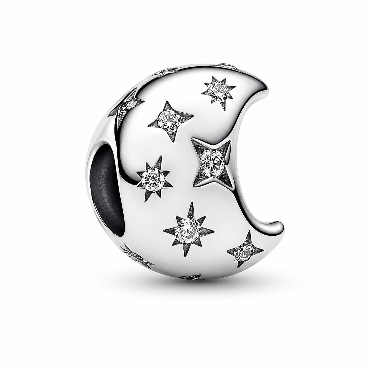 Crescent Moon Charm Hallmarked S925 Sterling Silver