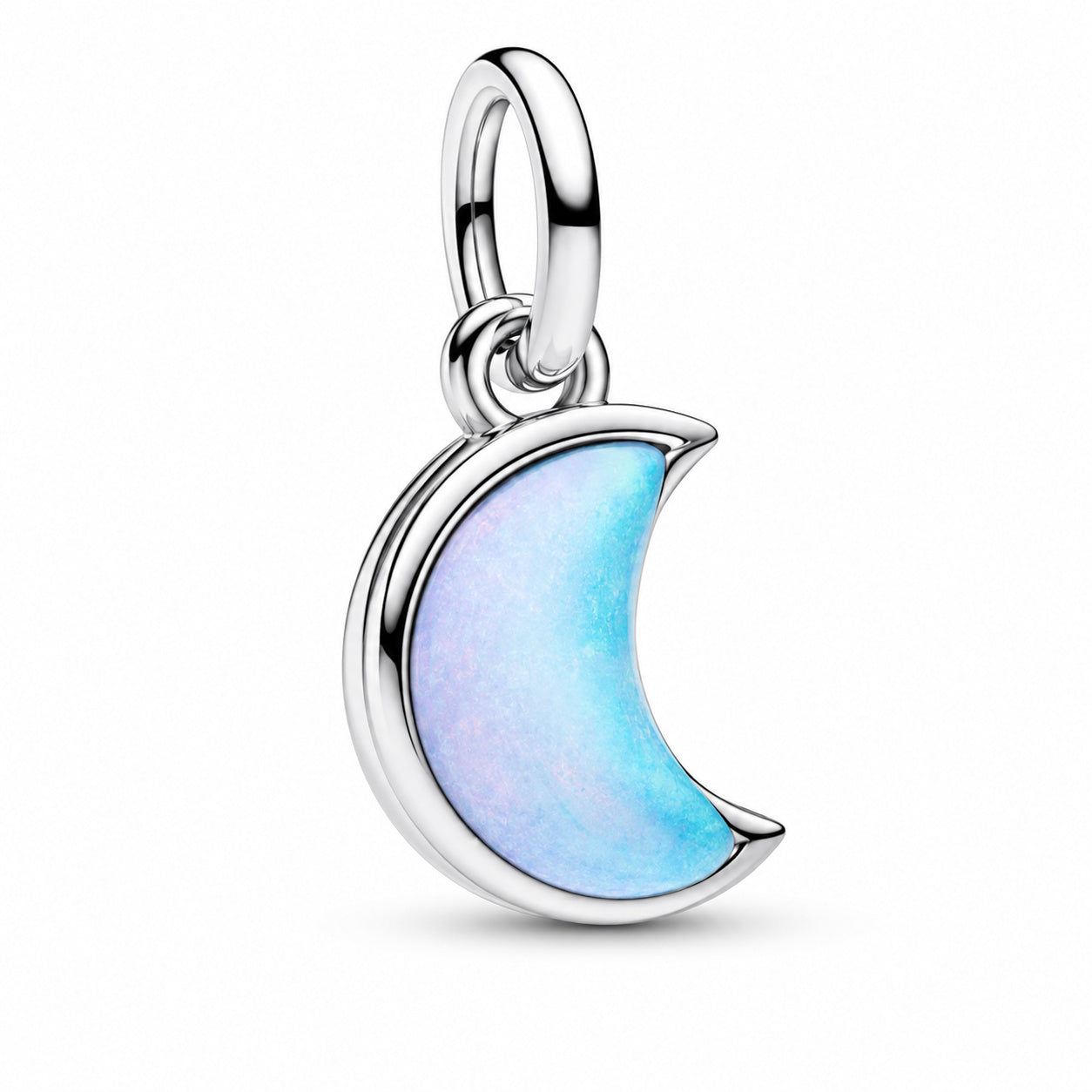 Crescent Moon Double Dangle Charm Hallmarked S925 Sterling Silver
