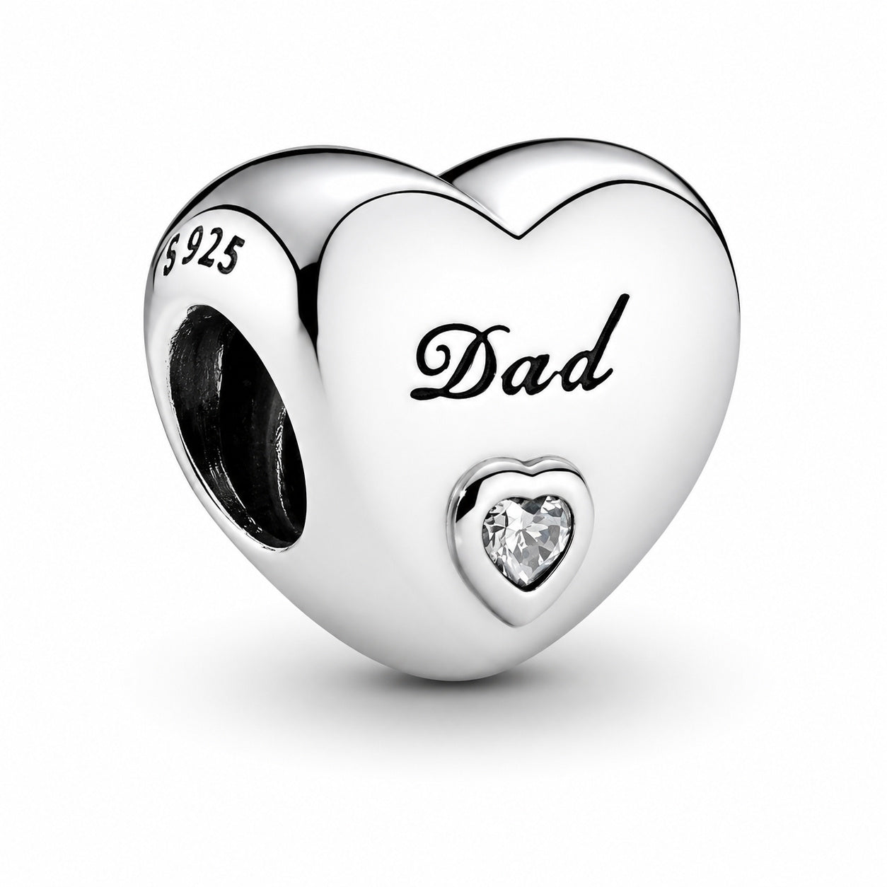 Dad Heart Charm S925 Sterling Silver