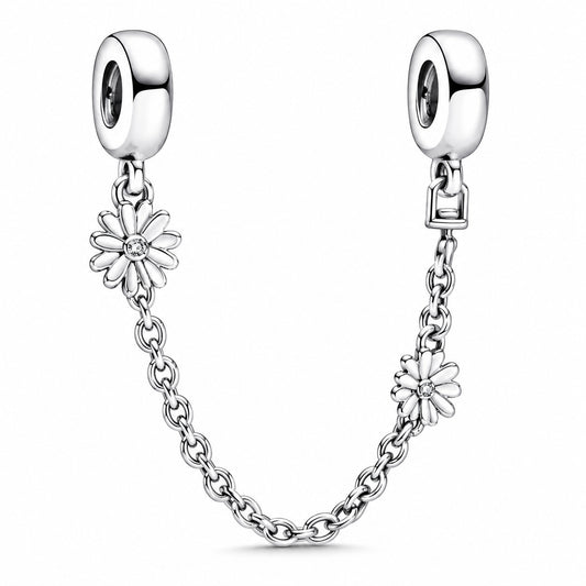 Daisy Safety Chain Charm S925 Sterling Silver