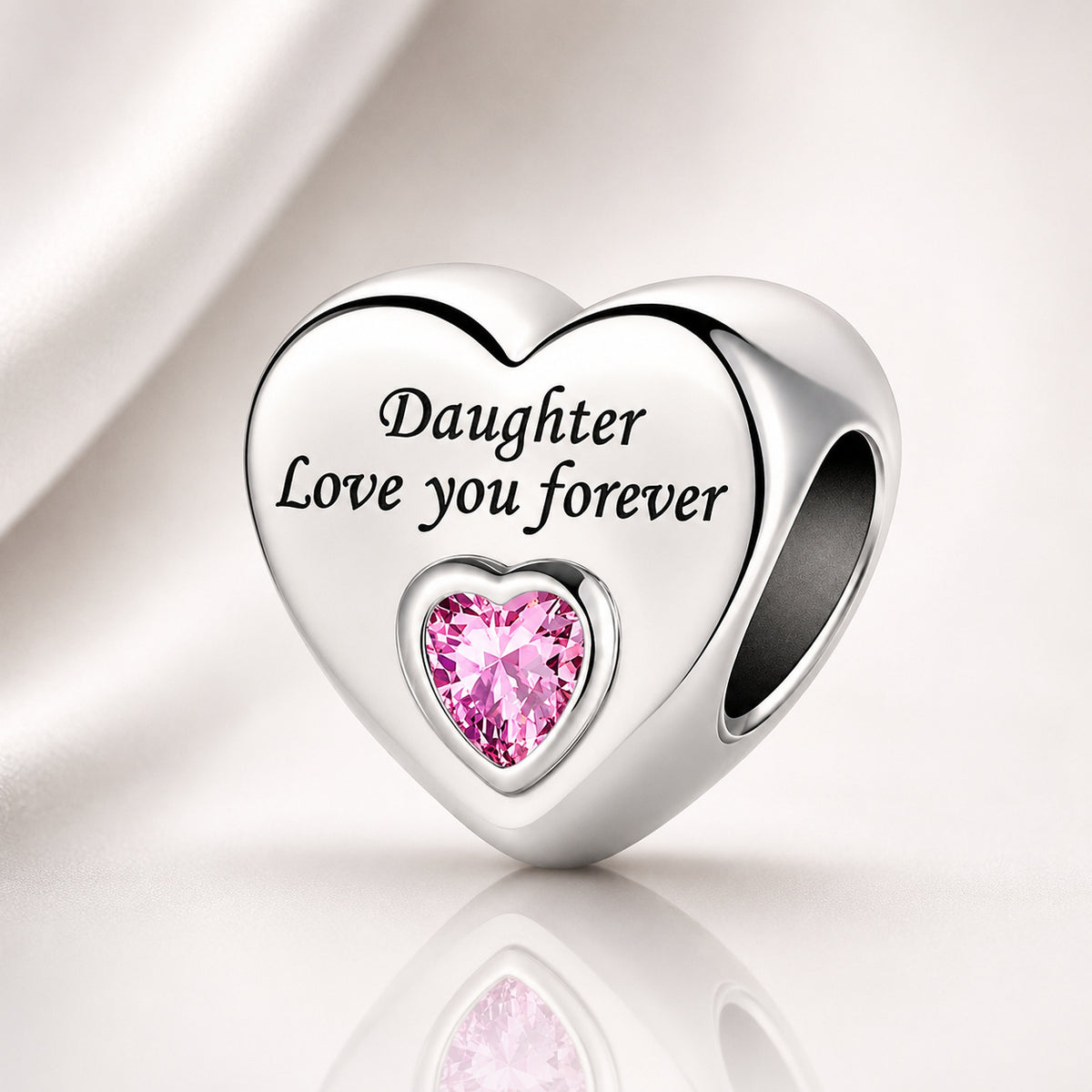Family Love You Forever Hearts Bracelet Charm Hallmarked S925 Sterling Silver