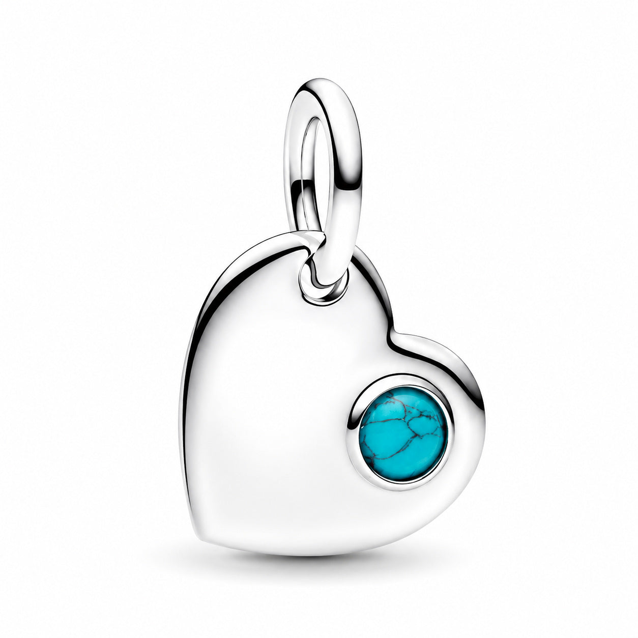 Birthstone Engravable Heart Dangle Charm S925 Sterling Silver