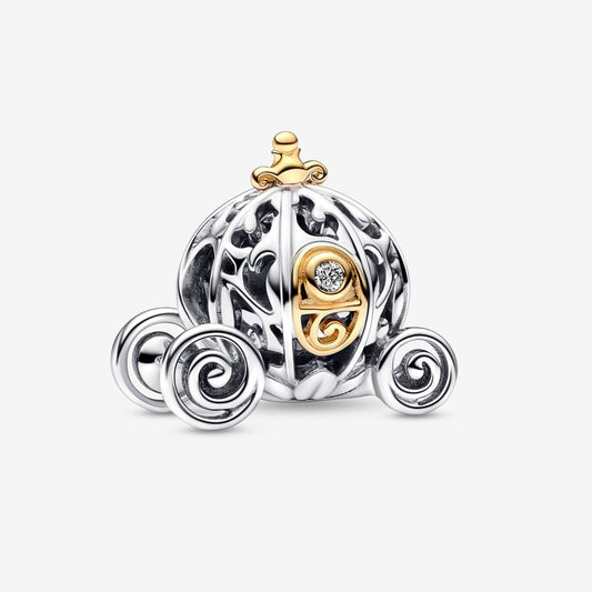 Disney 100th Anniversary Cinderella's Enchanted Carriage Charm Hallmarked S925 Sterling Silver