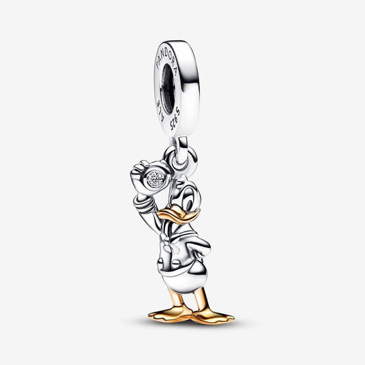Disney 100th Anniversary Donald Duck Dangle Charm Hallmarked S925 Sterling Silver