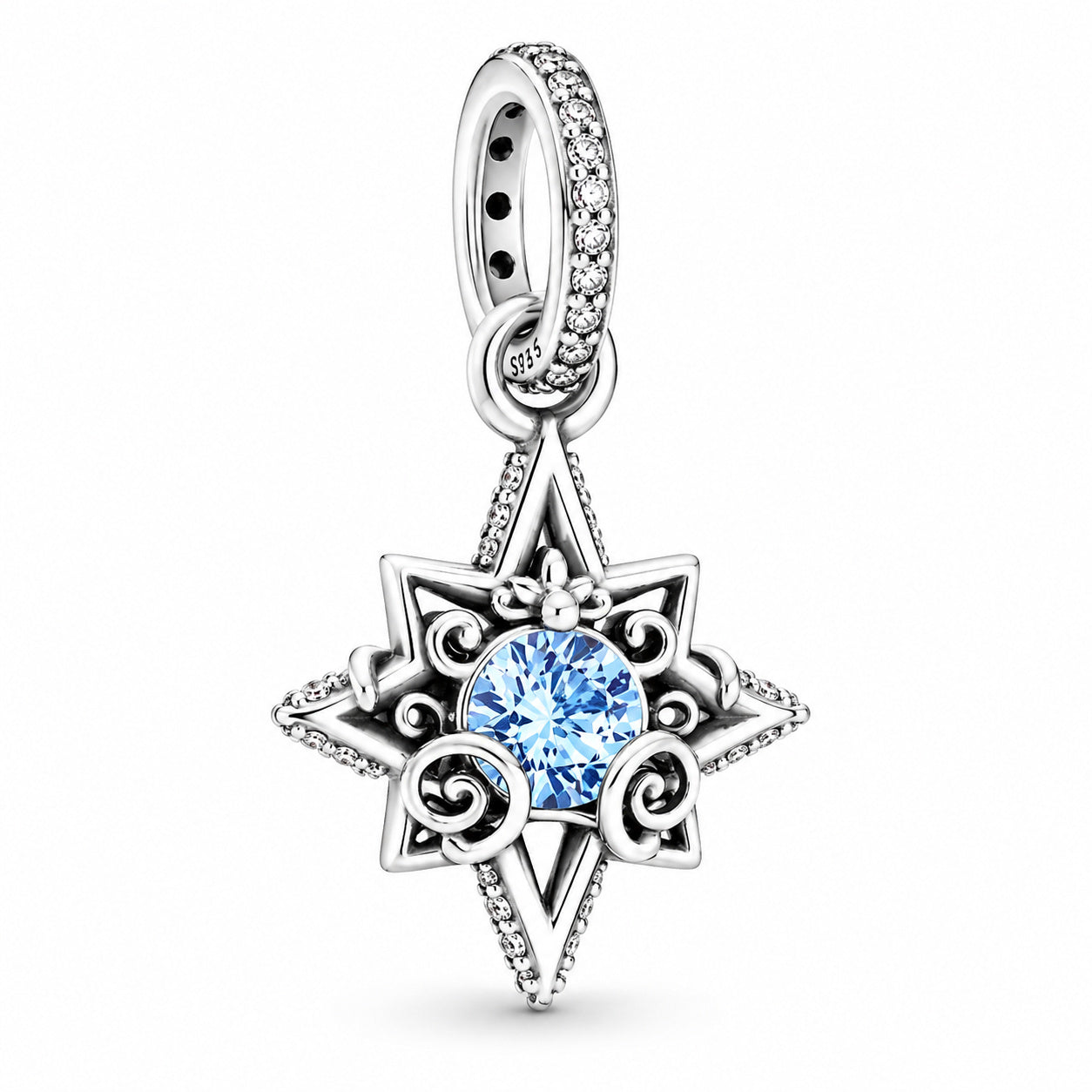 Disney Cinderella Blue Star Dangle Charm S925 Sterling Silver