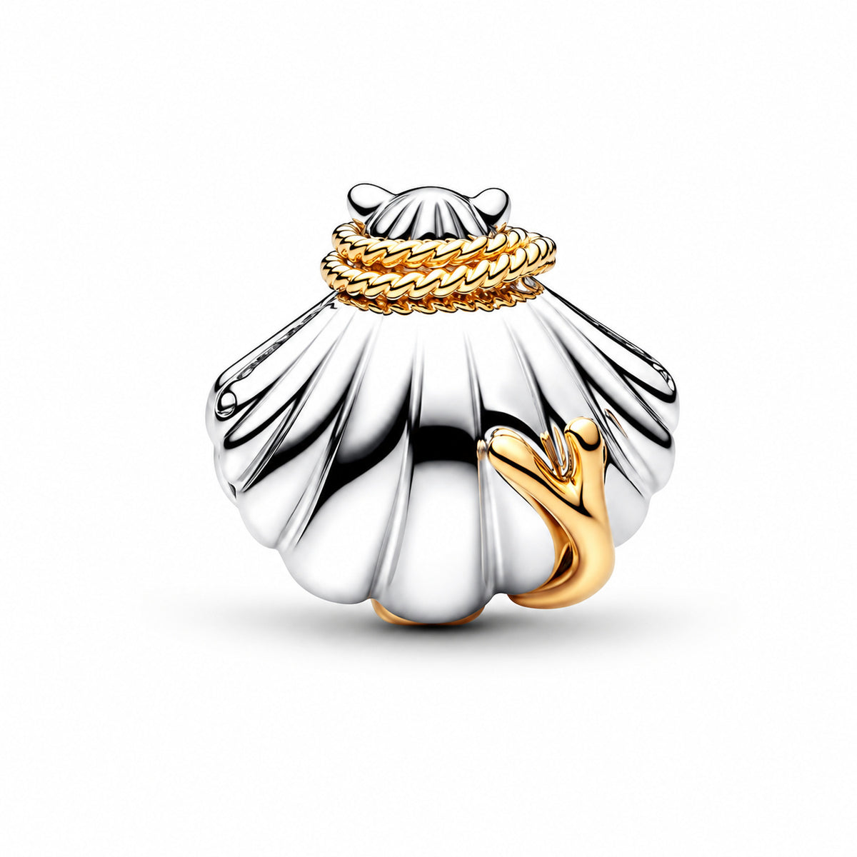 Disney Princesses Ariel Shell Two-Tone Charm Hallmarked S925 Sterling Silver