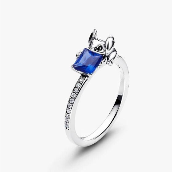 Disney Stitch & Blue Stone Sterling Silver Ring