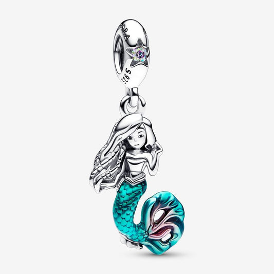 Disney The Little Mermaid Ariel Dangle Charm Hallmarked S925 Sterling Silver