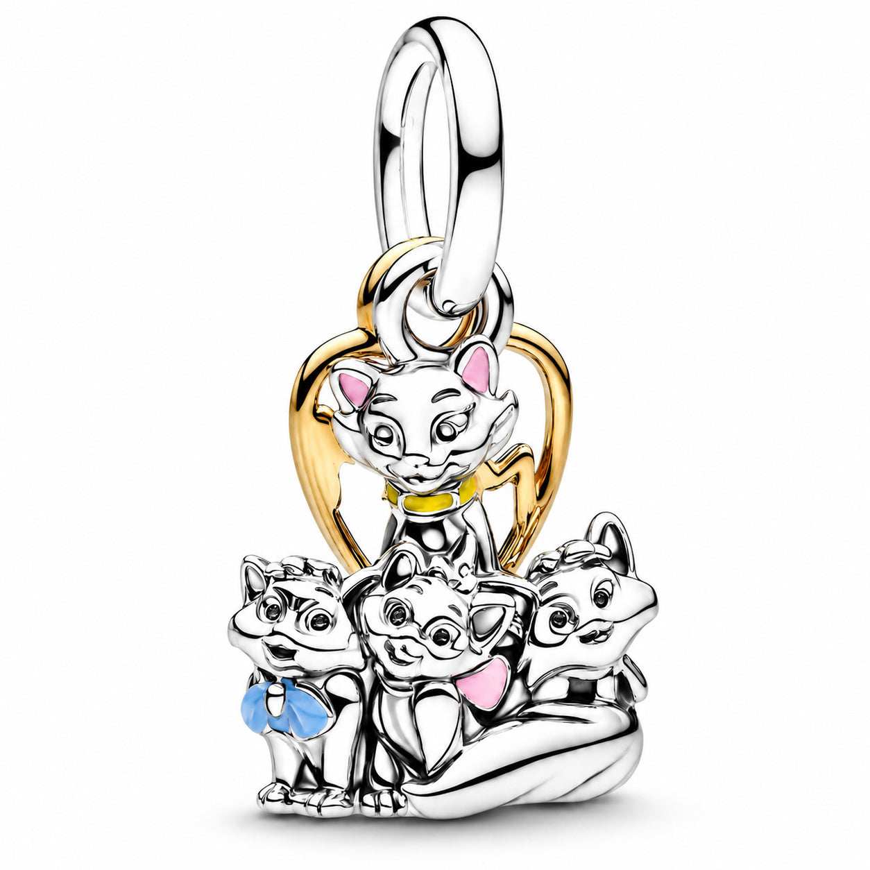 Disney Two Tone Aristocats Mum Dangle Charm Hallmarked S925 Sterling Silver