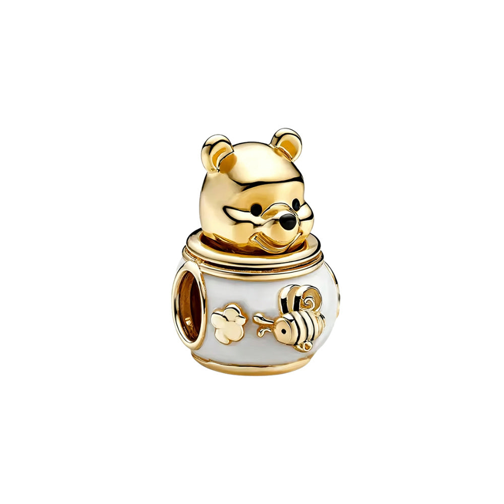 Disney Winnie the Pooh Golden Honey Pot Charm Hallmarked S925 Sterling Silver