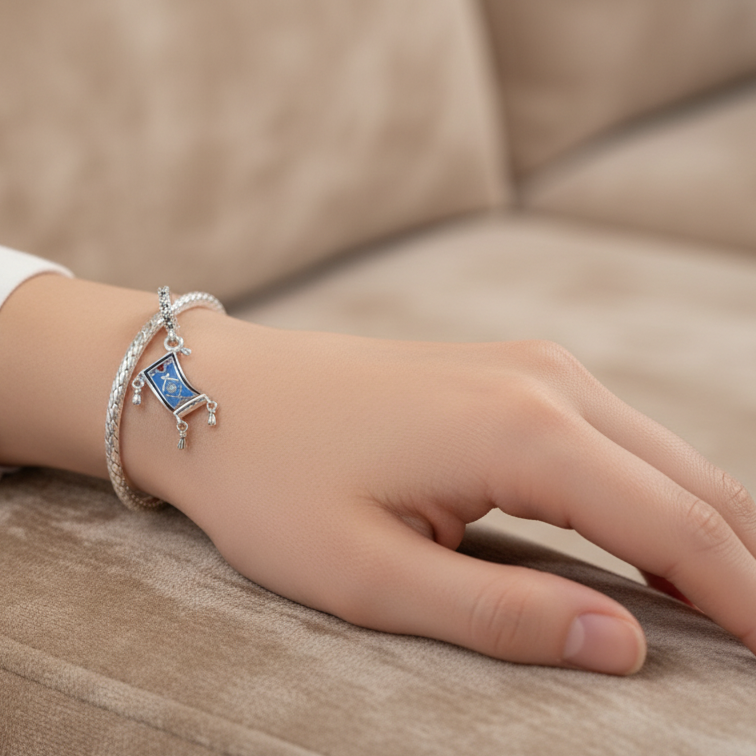 Disney Aladdin Magic Carpet Dangle Charm Hallmarked S925 Sterling Silver