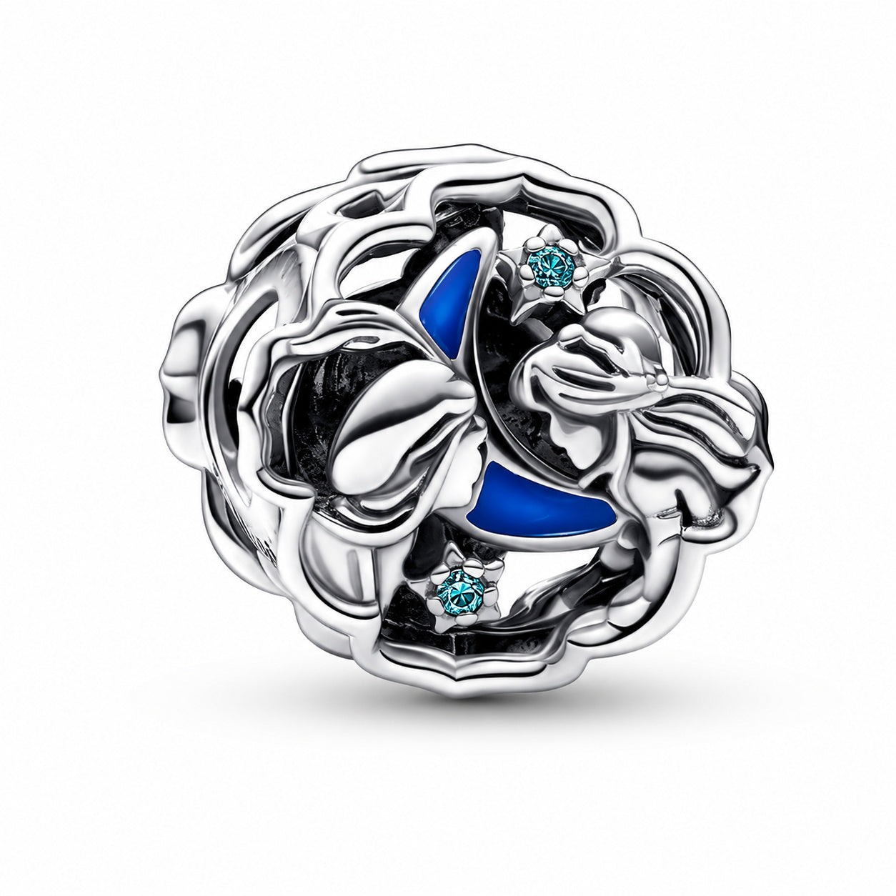 Disney Aladdin, Princess Jasmine & Genie Glow-in-the-dark Charm Hallmarked S925 Sterling Silver