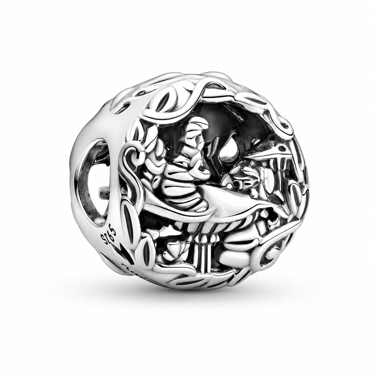 Disney Alice in Wonderland Cheshire Cat & Absolem Caterpillar Charm Hallmarked S925 Sterling Silver