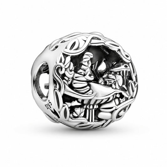 Disney Alice in Wonderland Cheshire Cat & Absolem Caterpillar Charm Hallmarked S925 Sterling Silver