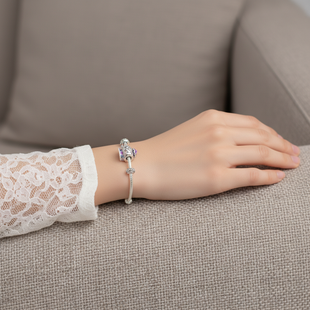 Disney Beauty & Beast Mrs Teapot Charm Hallmarked S925 Sterling Silver