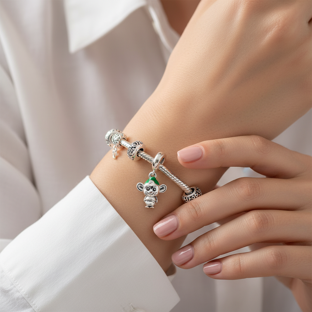 Disney Cinderella Gus Mouse Dangle Charm Hallmarked S925 Sterling Silver