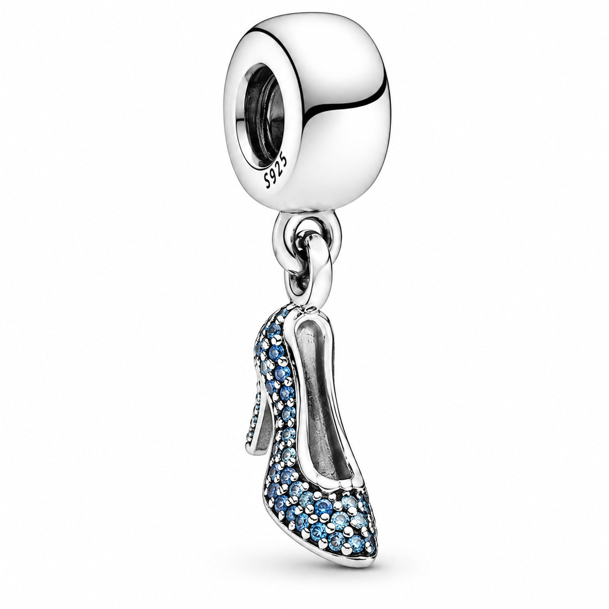 Disney Cinderella Pave Slipper Dangle Charm S925 Sterling Silver