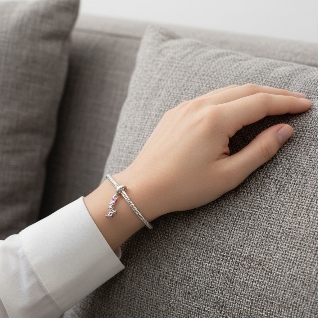 Disney Daisy Duck Dangle Charm Hallmarked S925 Sterling Silver