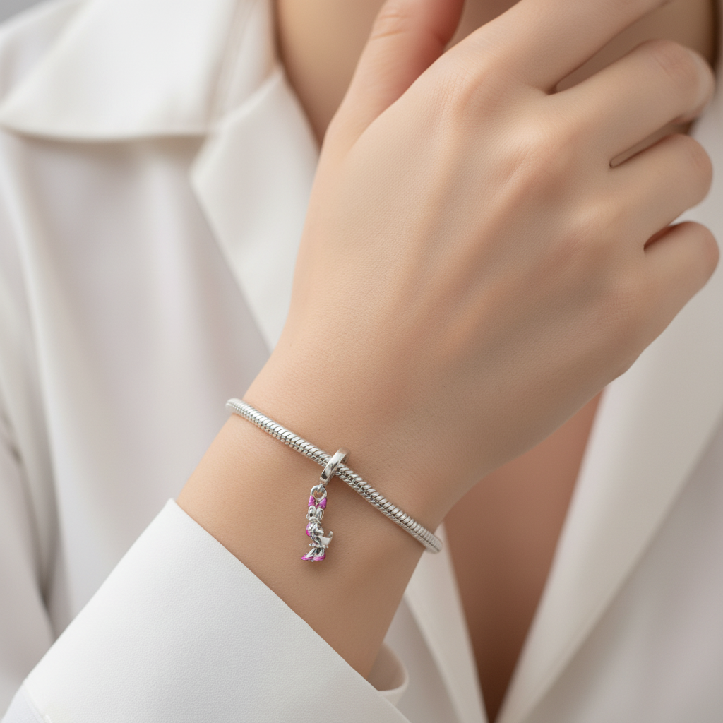 Disney Daisy Duck Dangle Charm Hallmarked S925 Sterling Silver