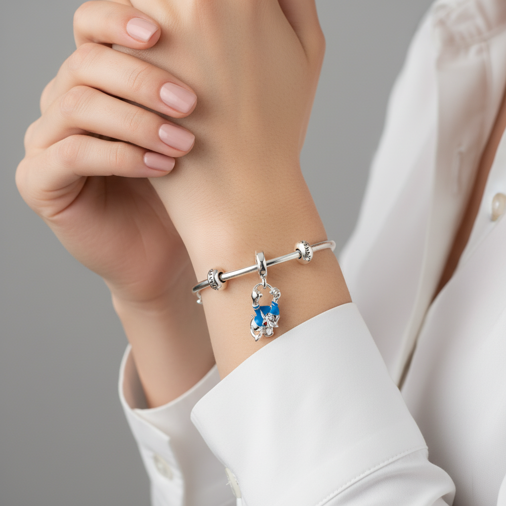 Disney Donald Duck Dangle Charm Hallmarked S925 Sterling Silver