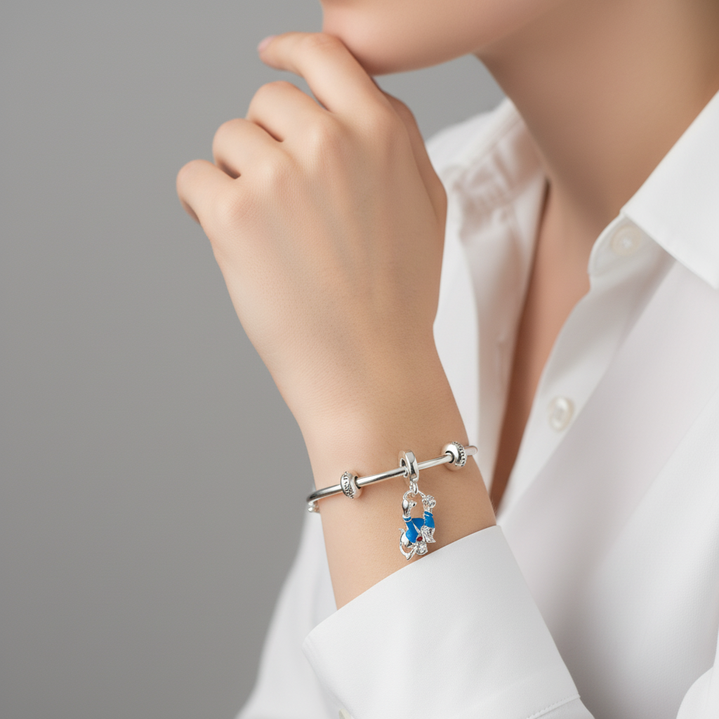 Disney Donald Duck Dangle Charm Hallmarked S925 Sterling Silver